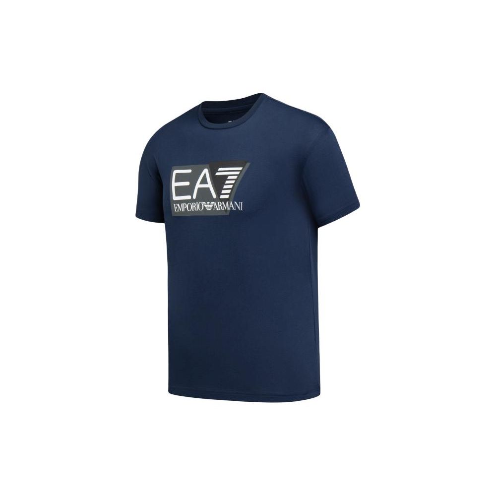 Emporio Armani EA7 SS24 Letter And Number Print Casual Pullover Crew Neck Short Sleeve T-Shirt Men Tops Navy 3DPT09-PJ02Z-1554