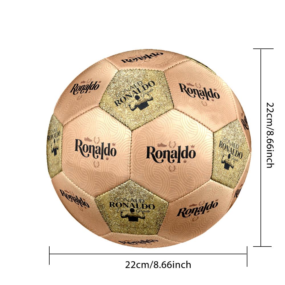 Ronaldo's Golden Ronaldo Celebration Soccer Ball Size 5 Football Machine Sewn Indoor/Outdoor Universal Football Ideal for Soccer Enthusiasts