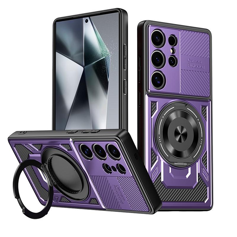 For Magsafe Magnetic 360 ° Rotat Metal Car Bracket Ring Armor Phone Case For Samsung S25 Ultra S23 S20 S21 S22 S24 Ultra Plus FE