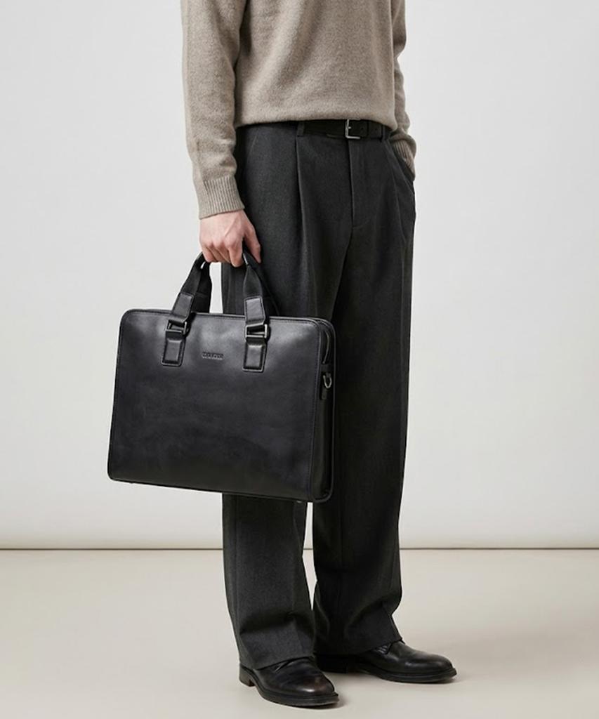 Tantin Genuine Cowhide Men'S Briefcase T13048 Black
