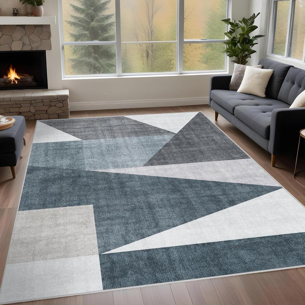 Modern Minimalist Striped Area Rug – Soft Plush Non-Slip Stain Resistant Wear-Resistant Living Room Carpet Floor Mat