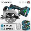 YOFIDRA 6Inch Brushless Electric Circular Saw Digital Display Chainsaw Multifunctional Cutting Tool For Makita 18V Battery Pin