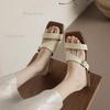 Fashion French Style Women Soft Sole Square Toe Slippers Low Heel Slip On Summer Outwear Shoes Fashion Ladies Beach Sandals Size35 40