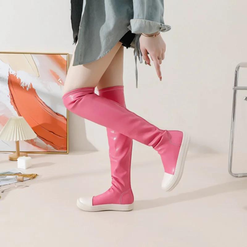Fashion Women's Over-the-knee Boots Sexy Women Stretch Tight Boots Flat Thick Bottom Black Women's Thigh High Boots