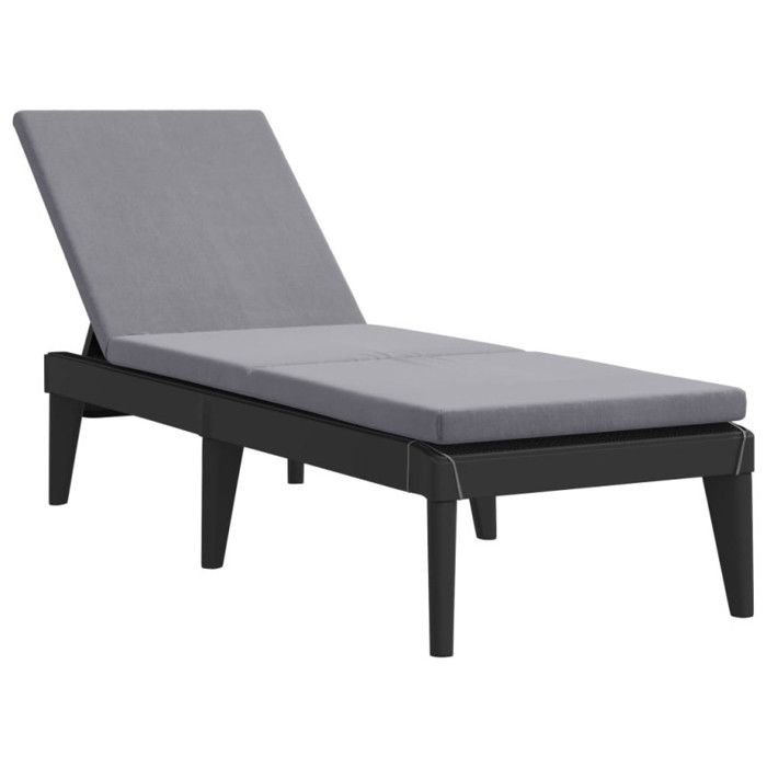 VidaXL Chaise Longue avec Coussin, Siège avec Dossier Réglable, Bain de Soleil, Transat de Jardin Patio Terrasse, Moderne, 364223