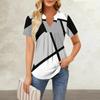 Maglietta da donna a maniche corte, casual, con scollo a V, pieghe sul petto, stampata e ampia