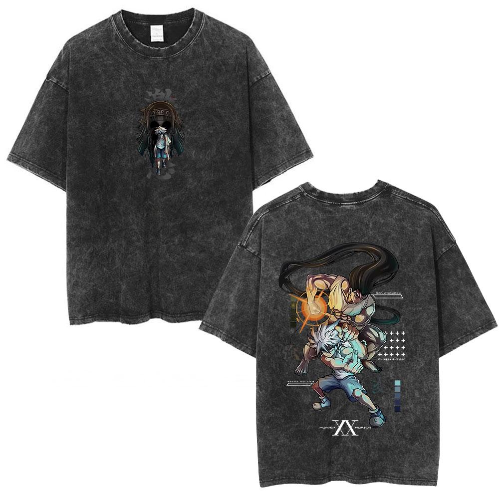 Anime Hunter X Hunter Phantom Troupe Πλυμένα T-shirts Hisoka Γραφικό T-shirts Ανδρικά Γυναικεία Ρούχα Βαμβακερό Oversized T-shirt