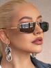 Punk Y2k Square Sunglasses Women Men Brand High-end Hollowed-out Metal Frame Trendy Sun Glasses UV400