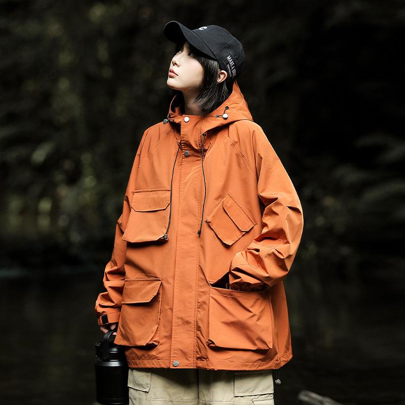 

Spring and Autumn New Men s Korean Solid Color Light Plate Hooded Multi-Pocket Long Sleeve Jacket Trendy Couple Stylish Jacket 3XL