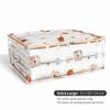 PEVA Transparent Zipper Storage Bag For Quilts, Blankets And Clothes, Cartoon Print Organizer For Bedroom Wardrobe And Closet, Three Sizes