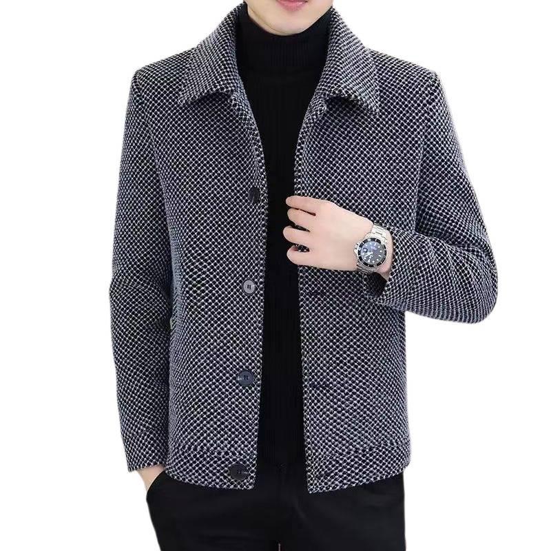 Men's Trendy Golden Sable Velvet Woolen Jacket - High-End Casual Autumn/Winter Short Coat