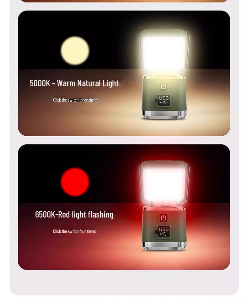 Multi-functional Outdoor Tent Light with Stepless Dimming and Portable Hook for Long-lasting Ambiance Lighting