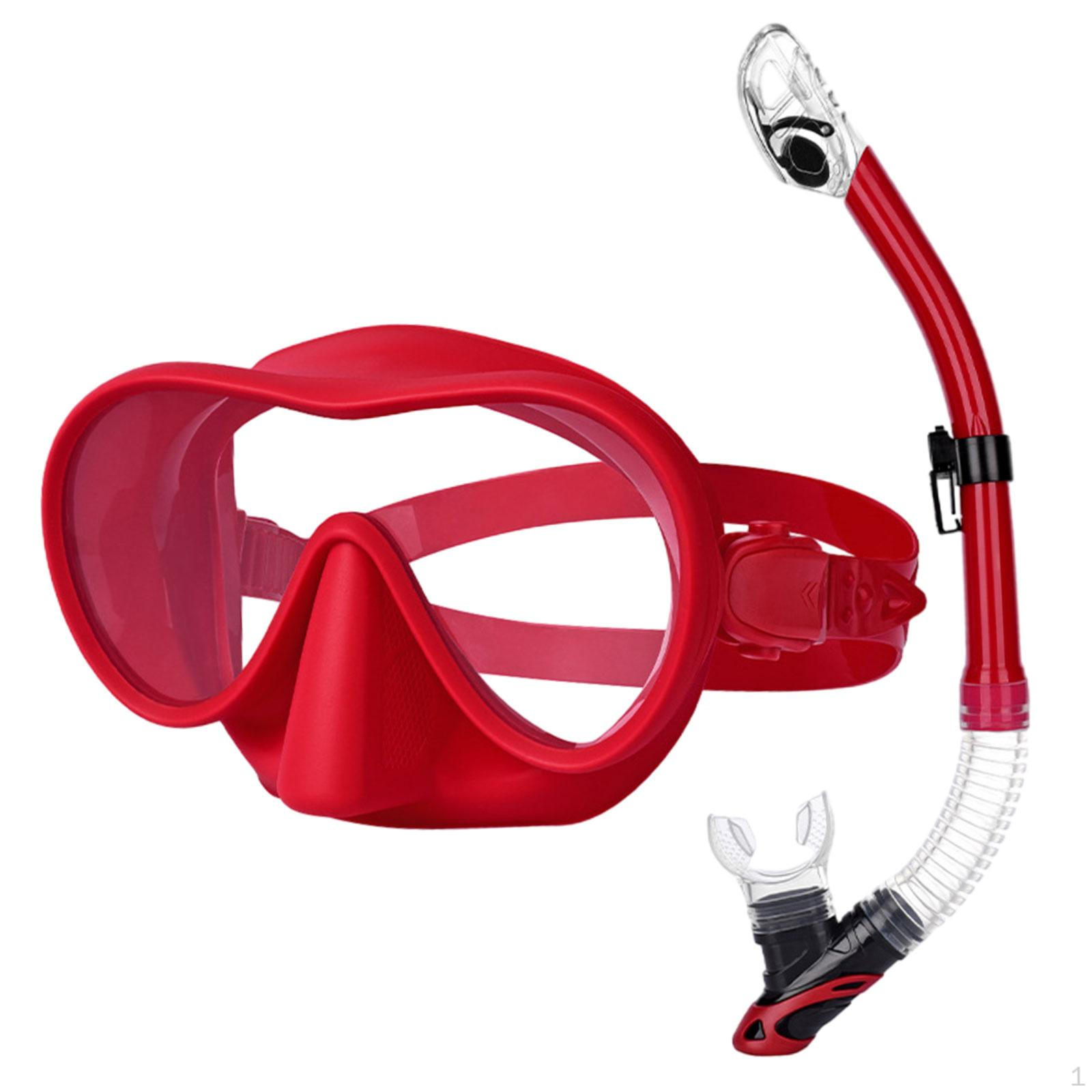 

Diving Mask Swim Goggles, Breathing Tube Men Women Comfortable Snorkel Set, for Red