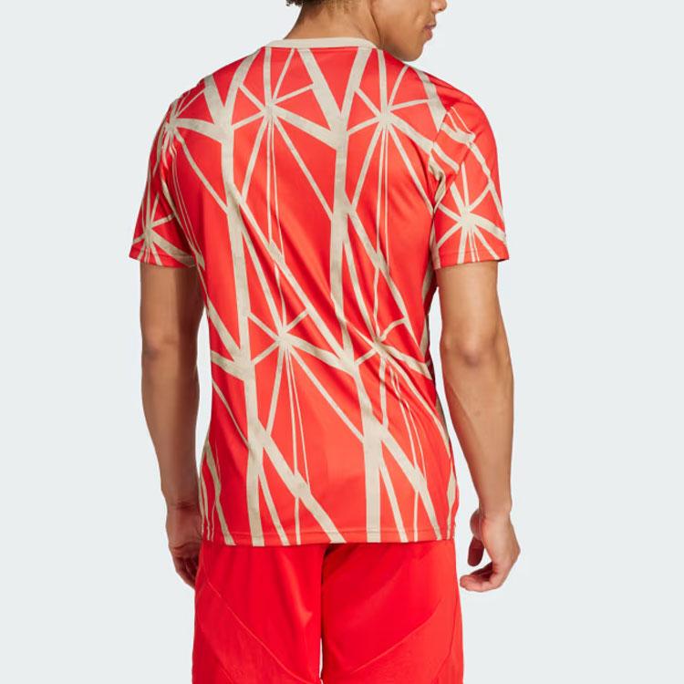 Adidas Logo Print Comfortable Crew Neck Short Sleeve Soccer Jersey Men Tops Red JD8335