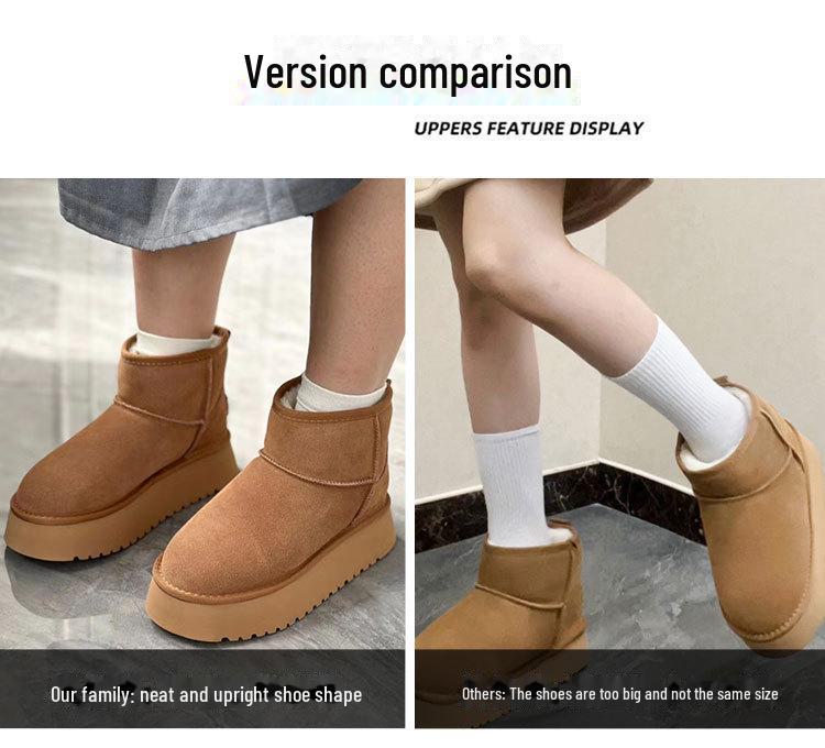 Sangpo Snow Boots: Unisex Sheepskin Fur, Waterproof, Non-Slip, Thick-Soled, Warm Cotton for Autumn/Winter.