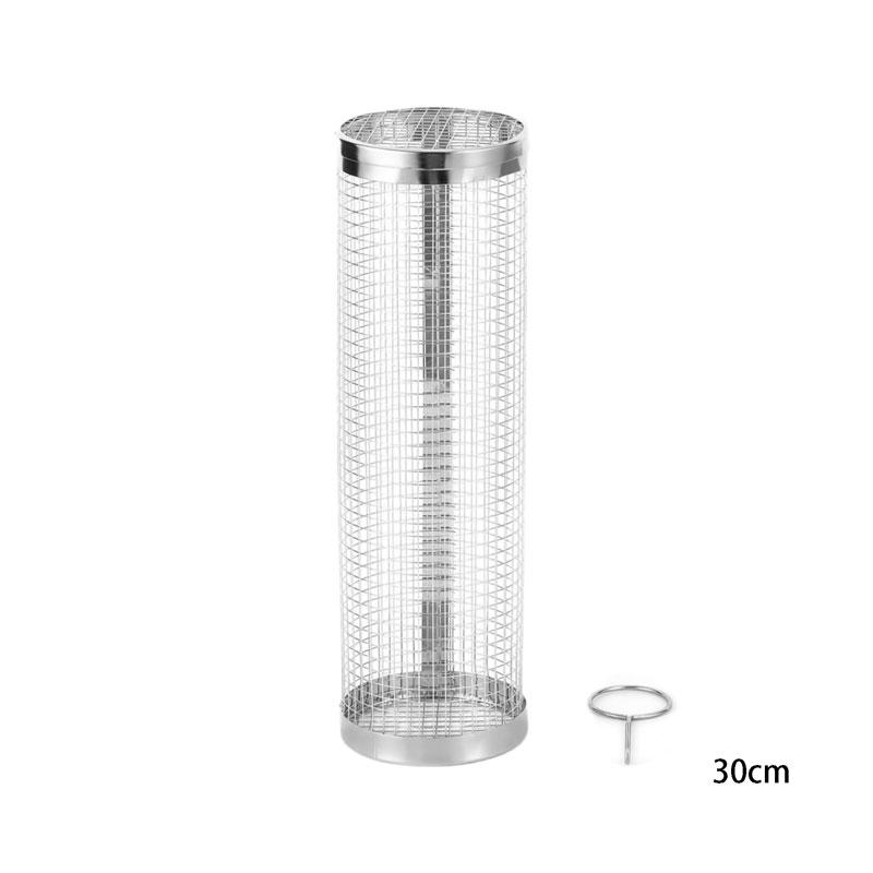Round Barbecue Basket Stainless Steel Rolling Barbecue Basket Portable Round Outdoor Camping Barbecue Grill Vegetables, Fish