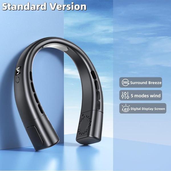 New Portable Hanging Neck Fan Digital Display With/Without Colorful Atmosphere Light 5 Gears Ventilador Bladeless Neckband Fan 3000/8000mAh