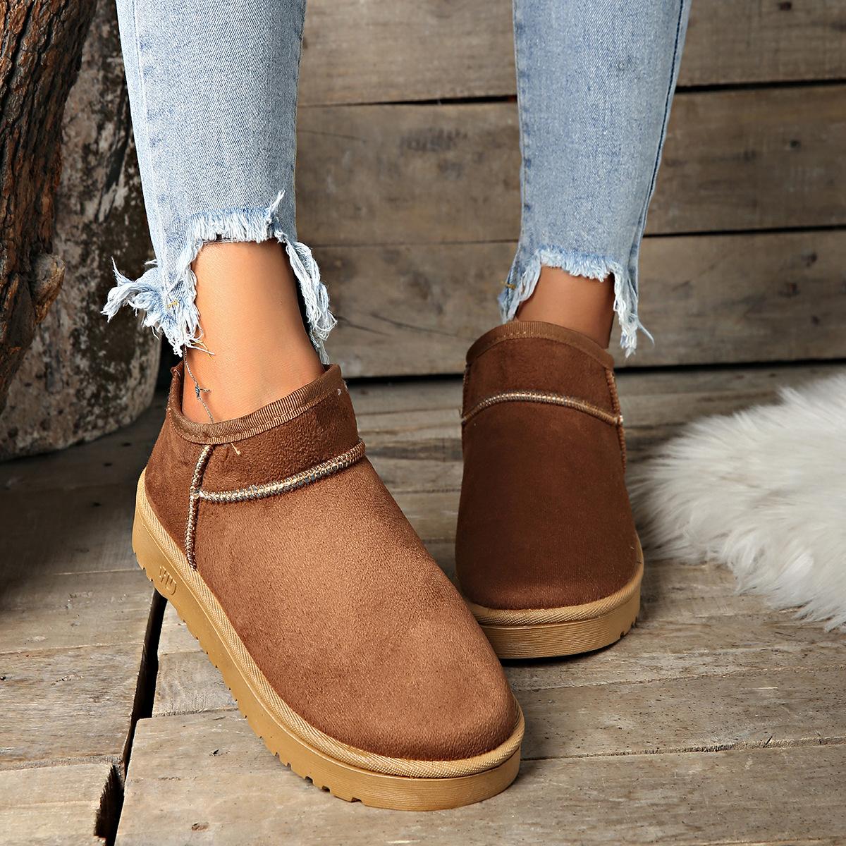 

Новые женские зимние сапоги, хлопковые сапоги для снега, плоские, удобные и теплые, универсальные бархатные короткие низкие хлопковые сапоги 41 светло-коричневого