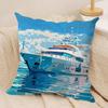 Classic Ships Cushion Cover Soft Plush Fabric Double-Sided Printed Cushion Covers for All Seasons Home Decor