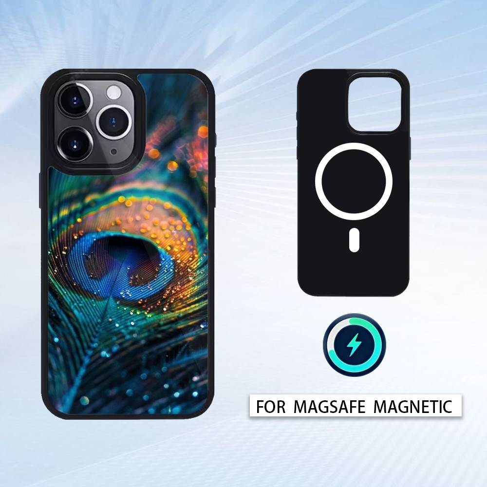 Peacock Phone Case For iPhone 17,16,15,14,13,12,Pro,Max For Magsafe Magnetic Wireless Charging