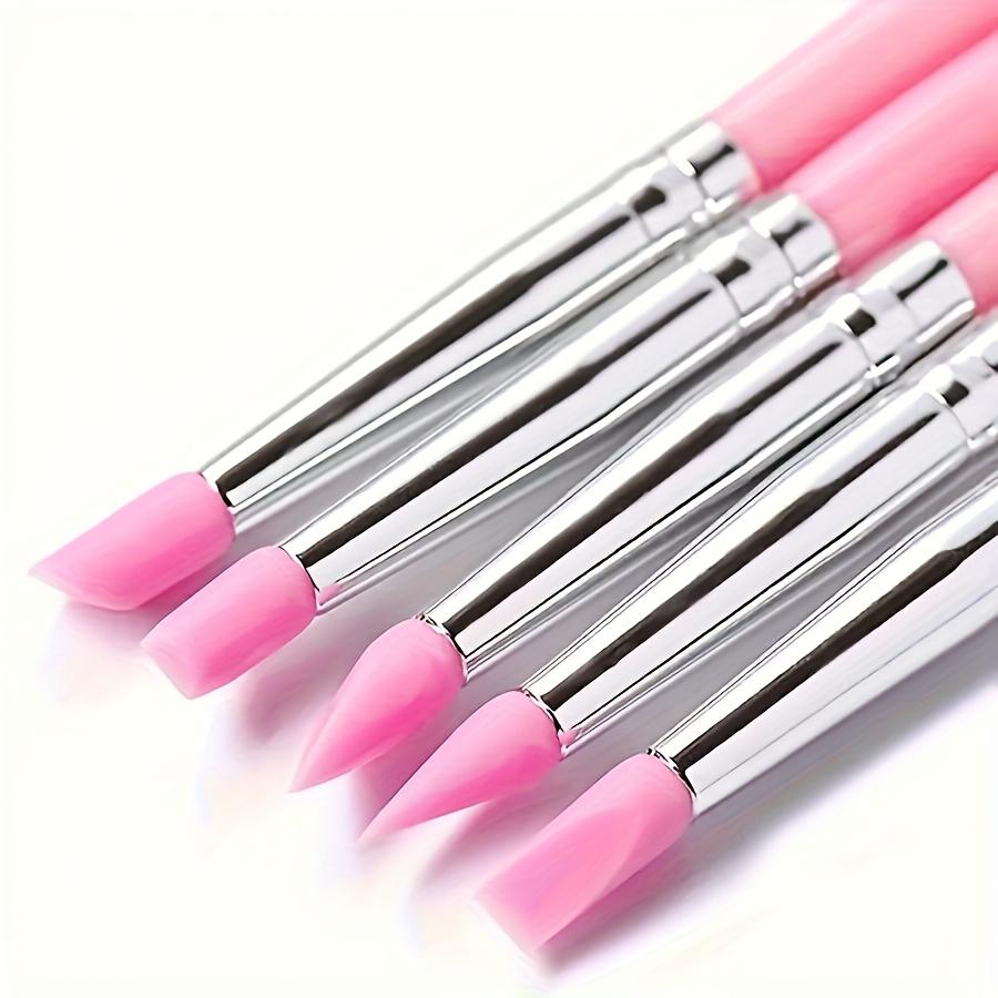 [Set Penne per Nail Art] Set da 5 Penne per Nail Art Manico Bianco o Rosa Strumento per Punti e Stamping con Penna Pressione in Silicone per Manicure