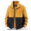Trendy Plus Size Retro Color Block Workwear Jacket with Lapel