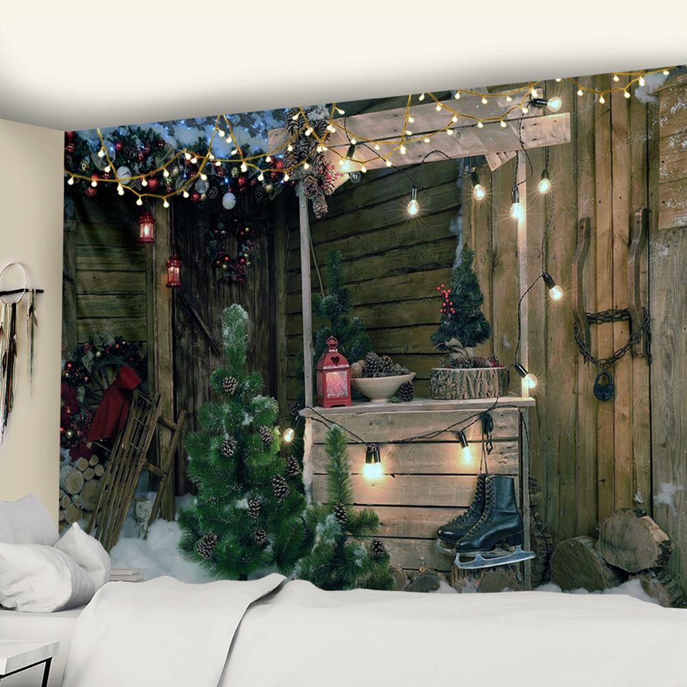 Christmas Woods Tapestry Wall Hanging Holiday Gift New Year Elk Snow Scene Psychedelic Witchcraft Home Decor