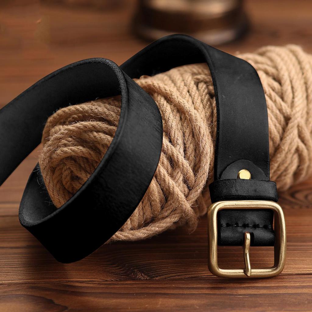 Men's Retro Cowhide Leather Belt, Durable & Versatile for Jeans & Business Attire