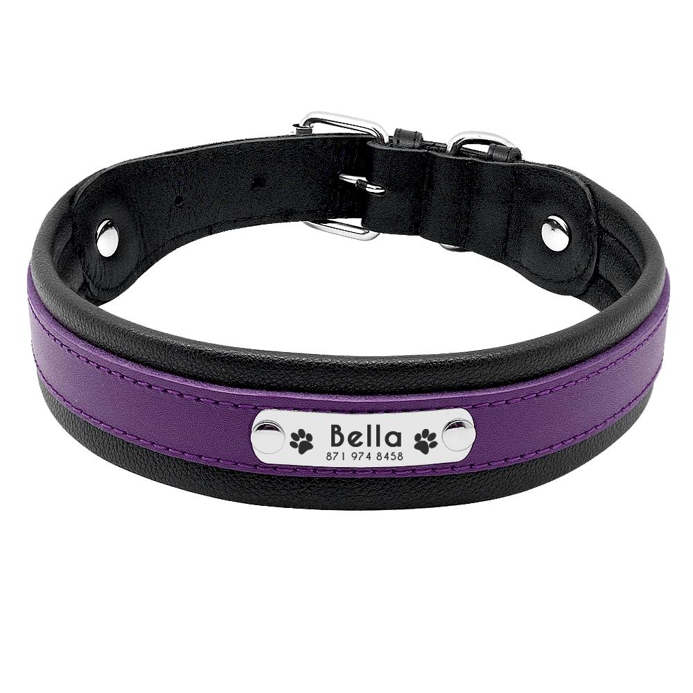 Leather Dog Collar Personalized Collar For Big Large Dogs Custom Engraved Nameplate Pet ID Tag Collars German Shepherd Pitbull