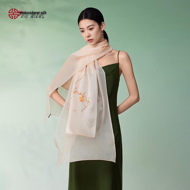 Xiuniang Su Embroidery Mulberry Silk Scarf & Shawl Gift Set