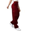 Womens Elastic High Waisted Cargo Pants Stretch Casual Wide Leg Streetwear Parachute Hiking Pants With Pockets