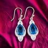 Swiss Blue Topaz Gemstone 925 Sterling Silver Jewelry Handmade Earrings 1.80" EE-42-8