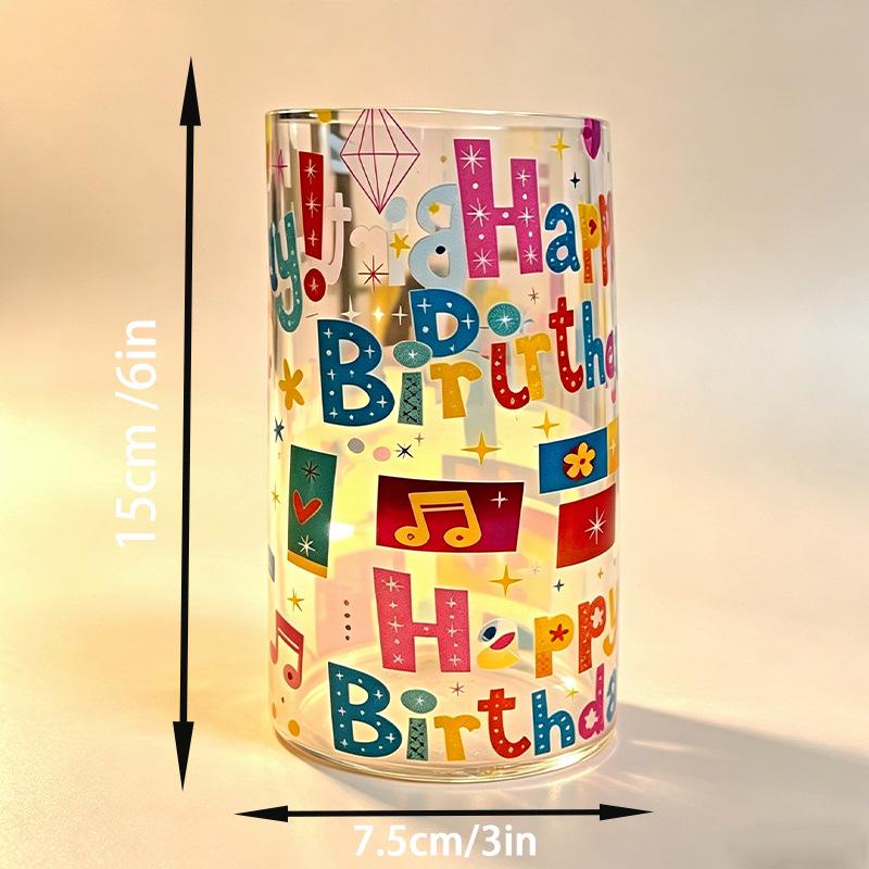 Print new HAPPY replaceable pattern luminous ornament candle 7.5 electronic candle