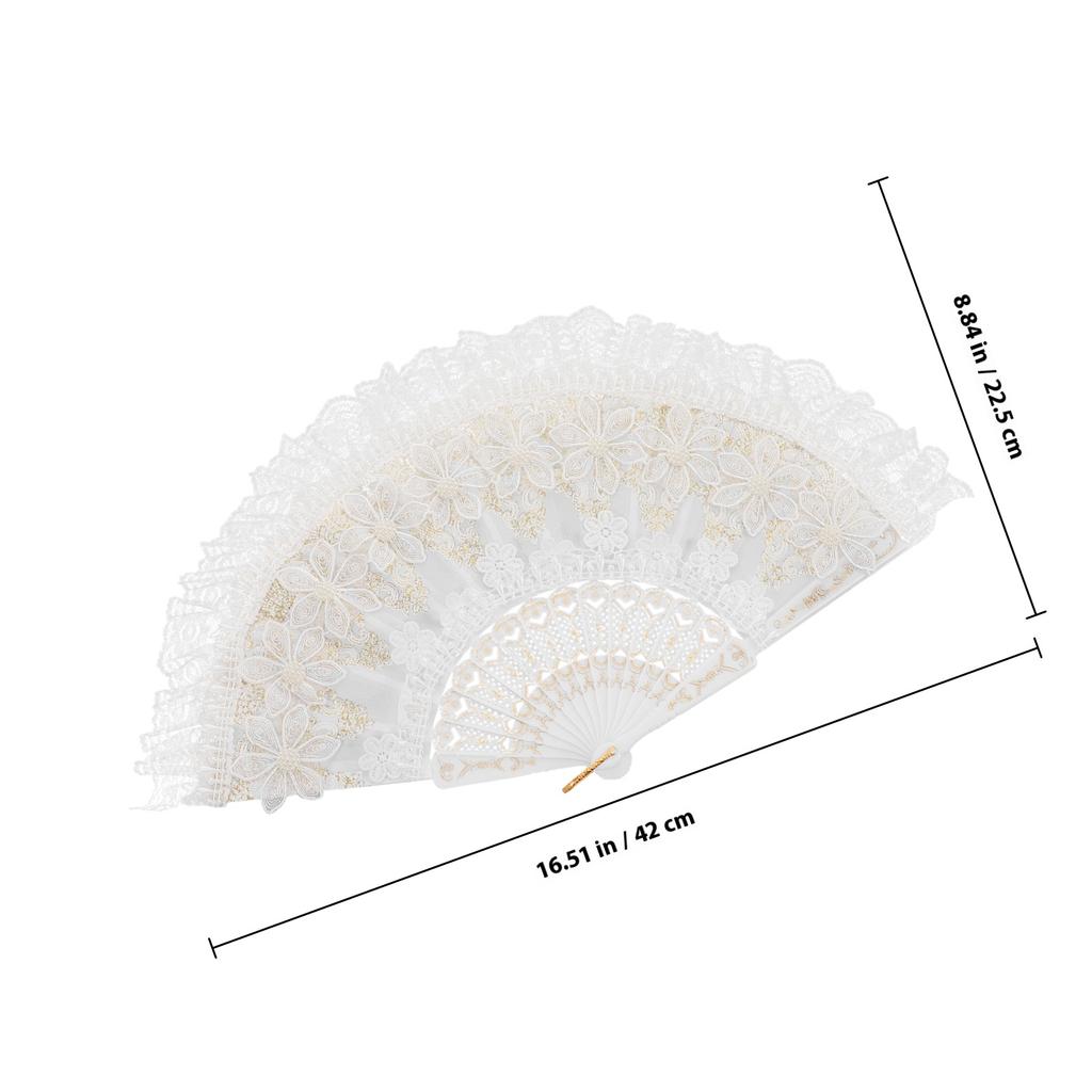 Lace Floral Folding Hand Fans Chinese Retro Style Bridal Wedding Party Dancing Props Lolita Performance Decorative Fan