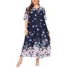 Plus Size V-Neck Short Sleeve Printed Pullover Dress - Spring/Summer Style