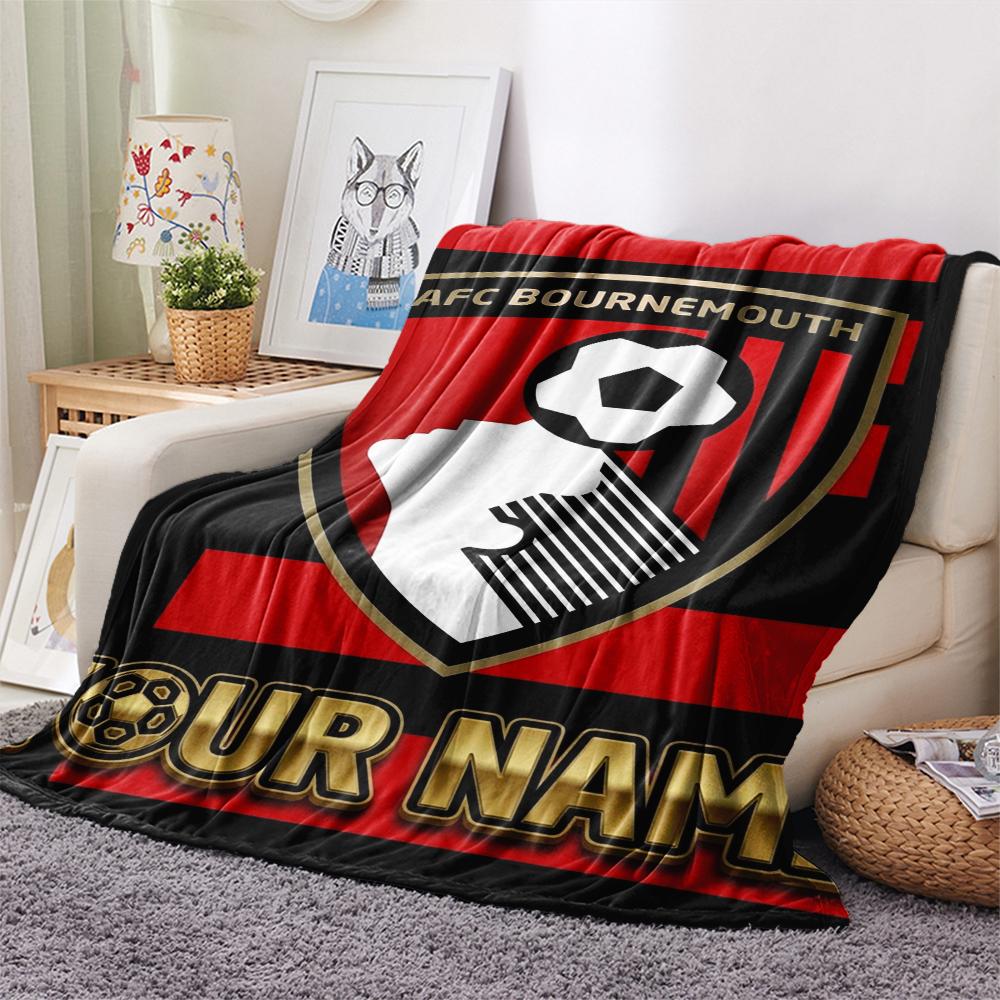 1PC Custom Name Afc Bournemouth Patterned Flannel Blanket Suitable For All Seasons for Home Decor Warmth and Comfort Gifts Holiday Present
