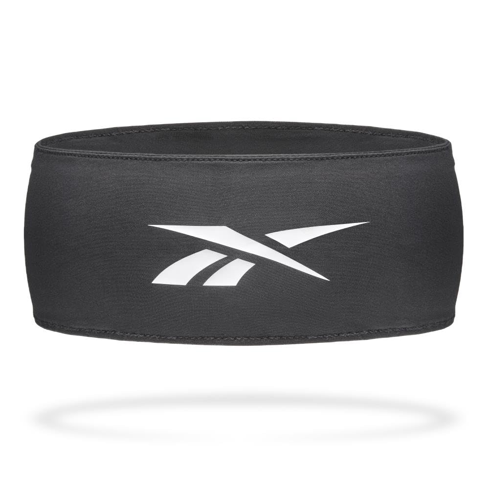Reebok Black for Exercise and Sports Headband, Moisture-Wicking, Quick-Drying, Sweat-Blocking,