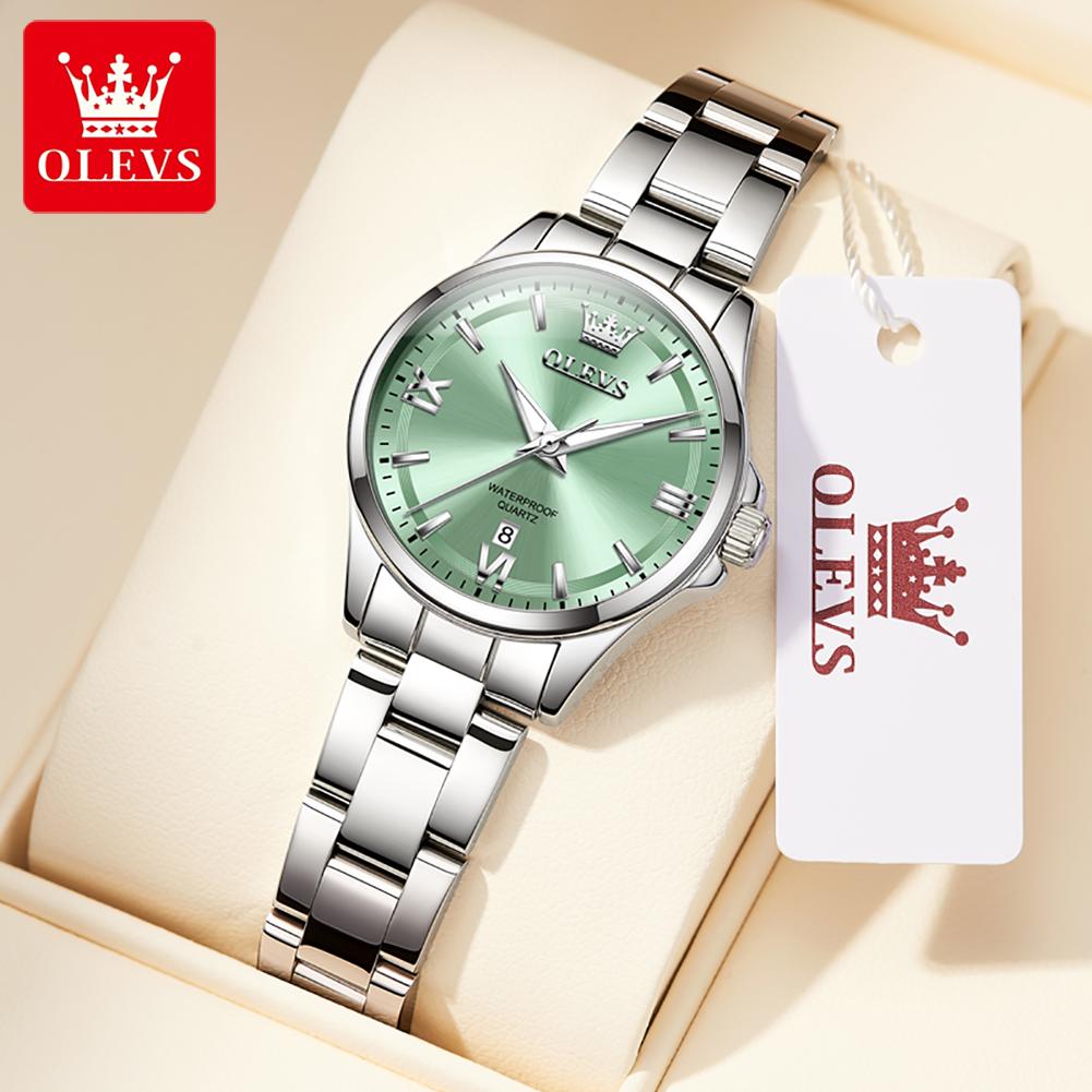 OLEVS 3668 New Women's Quartz Wristwatch Silver Solid Steel Strap Waterpoof Luminous Watch for Woman Simple Fashion Ladies Watch