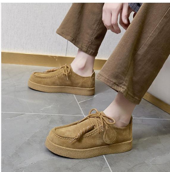 New Causal Women Loafers Fashion 2026 British Style Lace-Up Student Shoes Men Large Size Classic Comfort Couple Footwears
