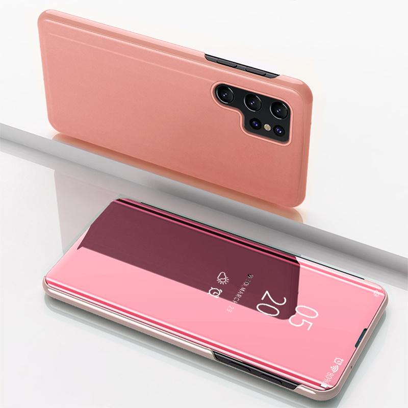 360° Full Cover Protect Mirror Flip Leather Phone Case for Samsung Galaxy S26 Ultra Pro S25 Edge Plus Kickstand Shockproof Cover