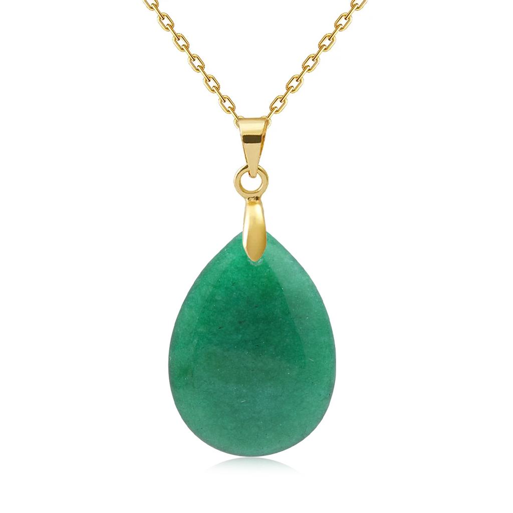 New Fashion Natural Stone Crystal Pendant Teardrop Simple Pendant Necklace Earrings Making Jewelry With Chain Collar