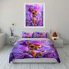 Adorable Fawn In Purple Blossoms Duvet Cover Set With 3D Printing Design Soft Polyester Bedding Set All-Season Comfort
