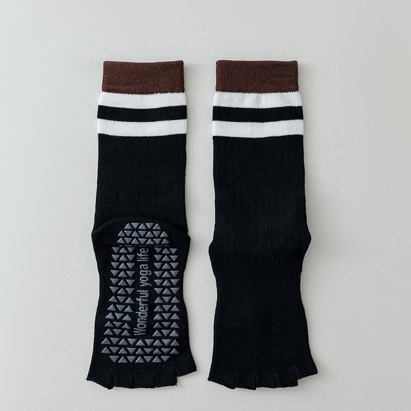 

Yoga Pilates Sports Fitness Five Finger Open Toe Tube Yoga Socks Indoor Dance Non-Slip Tube Room Socks Women Black