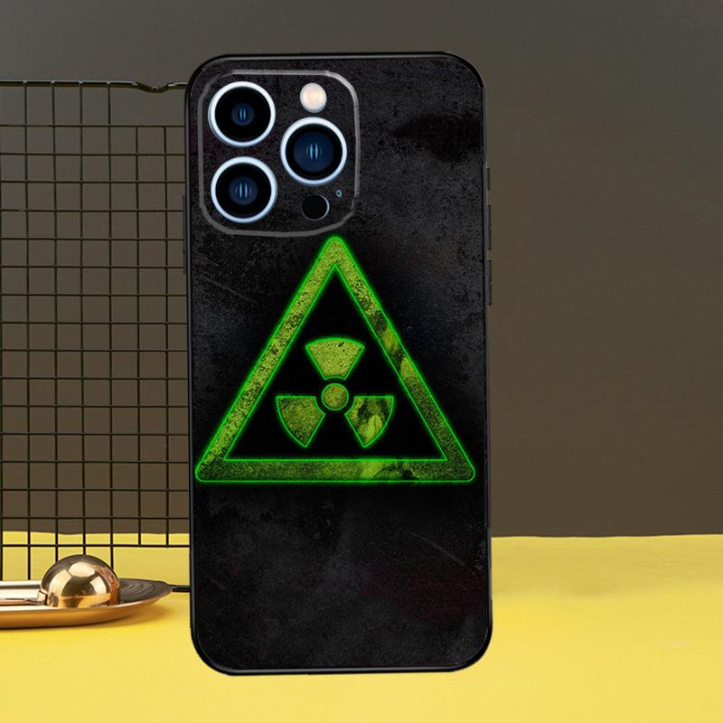 Nuclear Radiation Warning Sign Case For iPhone 16 15 14 13 12 11 Pro Max X XR XS 7 8 Plus 12 13 Mini Bumper Cover