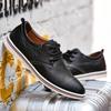 Men's Genuine Leather Casual British Sneakers: Versatile Handmade Driving Loafers, Plus Size.