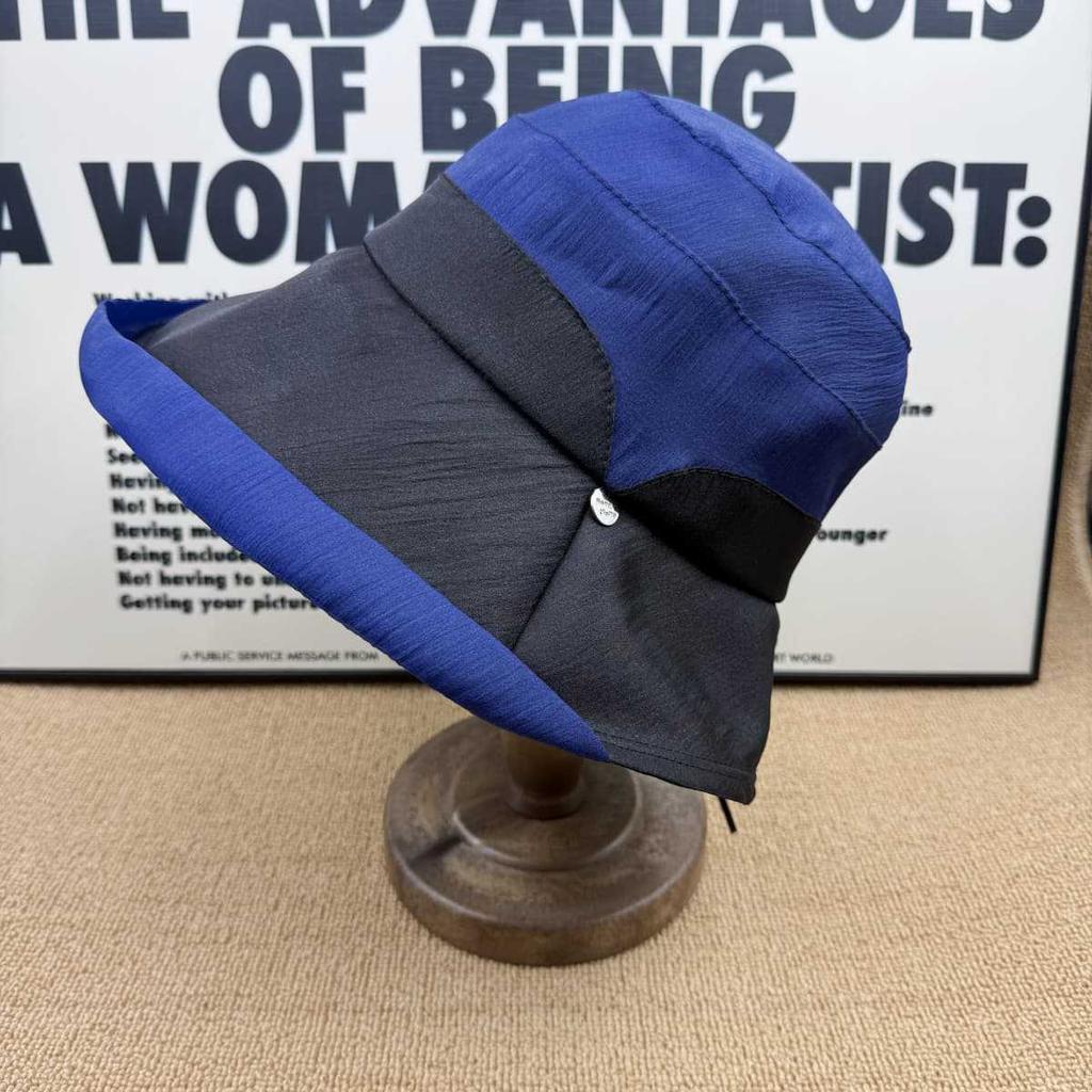 Summer Color Matching Big Eaves Sunscreen Bucket Hat Women's UV Protection Face Covering Face Small Versatile Curling Sun Hat