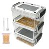 Kit de Crescătorie Viermi de Mătase Bin cu 3 Nivele pentru Hrănirea Viermilor de Mătase Cutie pentru Crescătorie Viermi de Porumb pentru Părinți de Animale de Companie Iubitori de Animale Îngrijitori Crescători Hobby
