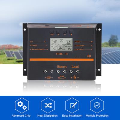 60A PWM Solar Charge Controller 12V  24V Self Adapting LCD Solar Panel Battery Charge Discharge Regulator with 5V USB