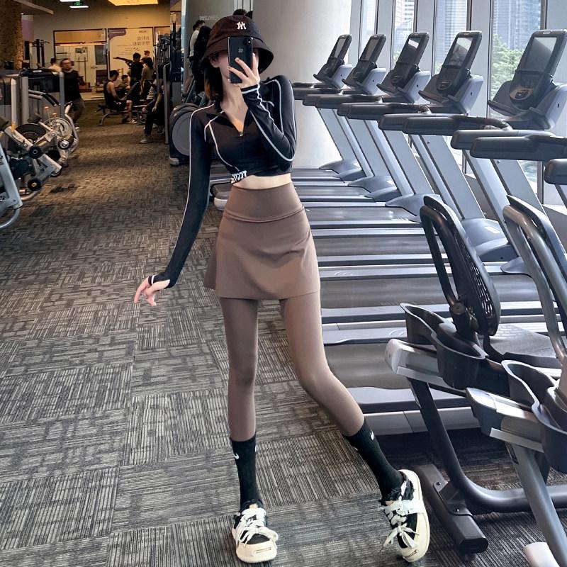 

Women s High Waist Sports Pants with Attached Skirt, Plus Velvet, Anti-Exposure, for Autumn/Winter Running and Fitness Large, 110-135 lbs