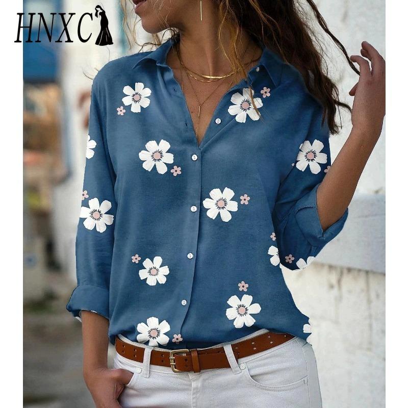 HNXC 38 Color Women's Fashion Casual Long Sleeve POLO Neck Blouses & Shirts